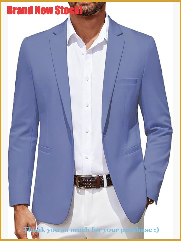 Lightweight Blazer Casual Suit Jacket Slim Fit One Button Sport Coat